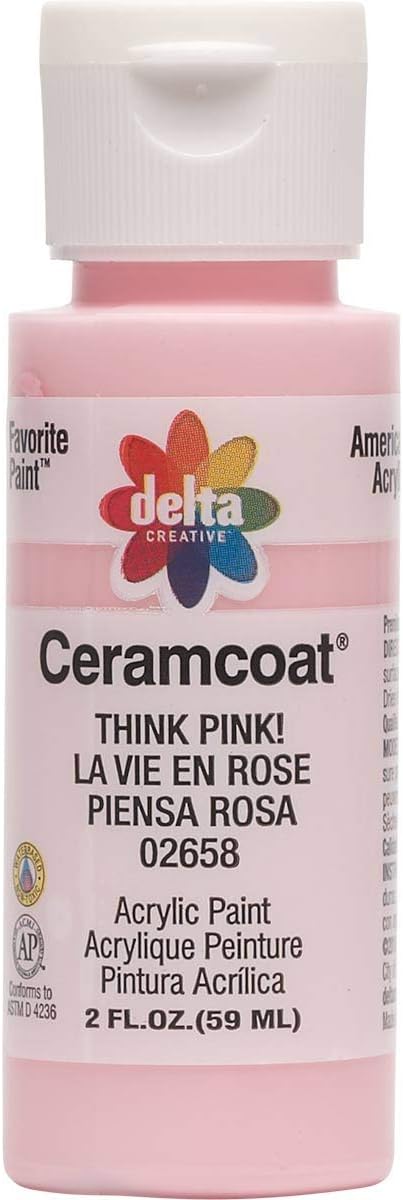 Delta Creative Ceramcoat Acrylic Paint in Assorted Colors (2 oz), 2658, Think Pink...