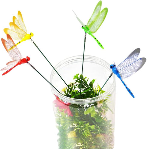 XIZHI 40 Pcs 3D Artificial Dragonfly Stakes Garden Ornaments Dragonfly Garden Decor for Indoor Outdoor Planter Miniature Fairy Garden Decoration,Y...