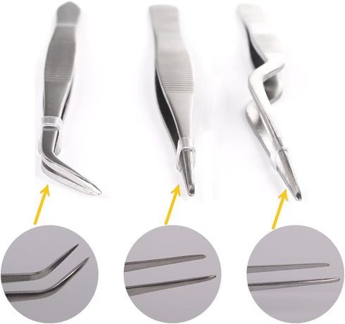 Kitchen Cooking Tweezers Culinary,3 Piece Set Stainless Steel Tweezer Precision Tongs Offset Tip for Cooking Food Design styling(6.3-Inch)...