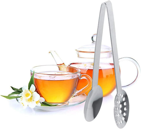 2 Pack Stainless Steel Tea Bag Squeezer Tongs Strainer Grip...