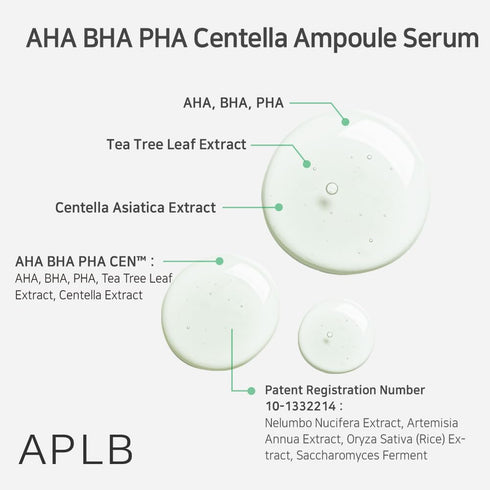 APLB AHA BHA PHA Centella Ampoule Serum | AHA BHA PHA CEN™ 32.5% 1.35 FL.OZ/Korean Skincare, Exfoliant, Long lasting moisturizing, Revitalize for ...