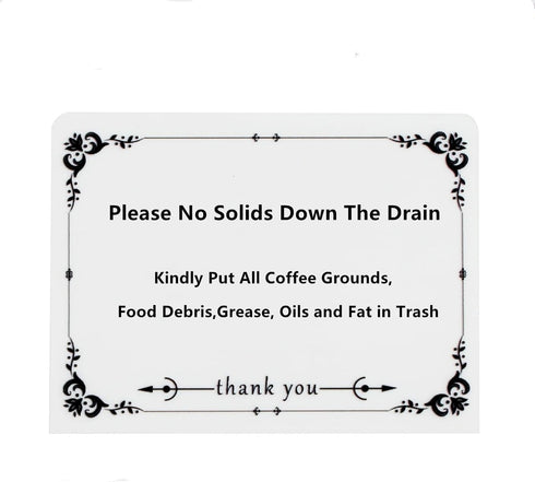 Please No Solids Down Drain Rental Home Necessities Kitchen sink Signs,Great for Airbnb guests kindly notes sign 2024newest(White flower)...
