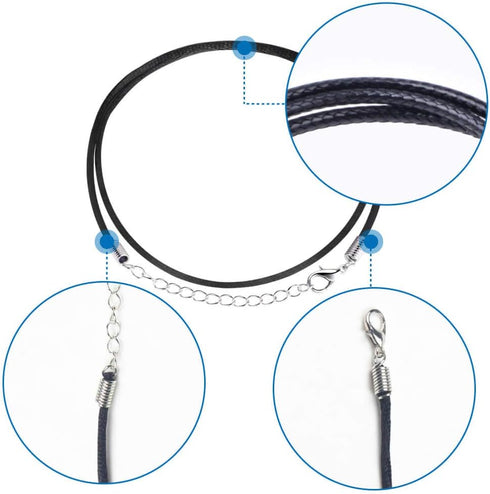 Selizo 50Pcs Necklace Cord Black Waxed Cotton Cord for Necklace Making and Bracelet Making...