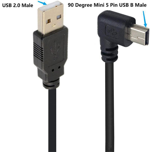 90 Degree Mini USB Cable Angle Mini 5pin USB B Male to USB 2.0 Male Data Sync Charging Extension Cable for GPS Dash Cam Black Left Angle 4.9FT......