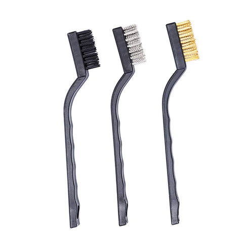 3Pcs Mini Wire Brush Set for Cleaning and Rust Removing, 7 Inch Industrial Wire Brushes of Stainless Steel/Nylon/Brass Bristles...