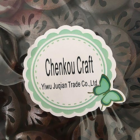 Chenkou Craft Pierced Flower Wood Buttons 30mm Sewing Craft 50Pcs...