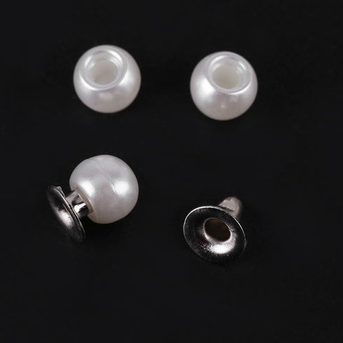 Walfront Beads for Fabric Decoration Mixed Pearls Round Rivets Studs Buttons Embellishments Pearls for Leathercrafts Bag Shoes Clothes Bracelet (W...