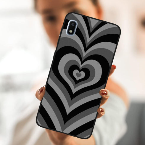 Compatible with Samsung Galaxy A10e Black Cute Heart Tunnel Center Love Pattern Shockproof Protective Anti-Slip Thin Slim Soft Black Phone Case Co...