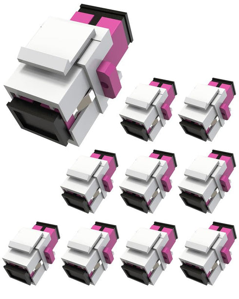 10Pack SC to SC OM4 UPC Muti-mode Fiber Optic Coupler Keystone Jack Modular for Patch Panels and Wall Plates Fiber Optic Cable Adapter(Rose Red)...