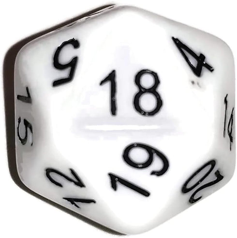 White with Black Numbers d20 Initiative Advantage Die for Role-Playing Games. 20 sided RPG Dice...