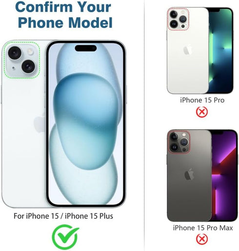 AGVEE 3+3 for iPhone 15/15 Plus Camera Lens Protector, Brushed Metal Ring 9H Tempered HD Glass Camera Protector Cover Film, Brushed-Blue...
