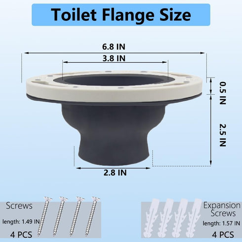 Toilet Flange Repair Kit, Flange Repair Kit for 4" and 5" or Special 3" Waste Line, for Toilet Flange Repair and Installation Black...