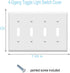 Toggle Light Switch Wall Plates 4-Gang Switch Electrical Cover Pate Unbreakable Thermoplastic Faceplate, White (4 Pack)...