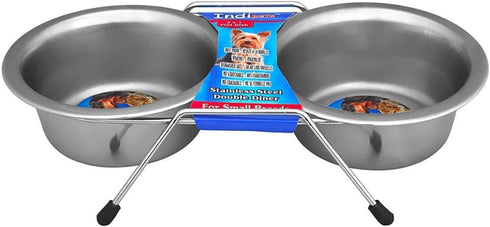 Double Diner with 2 Stainless Steel Bowls and Wireframe, 1 Quart...