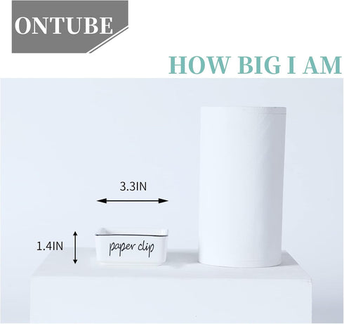 Creamic Farmhouse Paper Clip Holders for Desk 3.3-Inch (White)...
