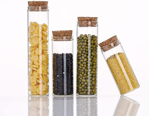 10PCS 60ml/2oz Empty Clear Borosilicate Glass Test Tubes Flat Test Tubes with Cork Stoppers Vials Jars Container Holder Message Bottle for Scienti...