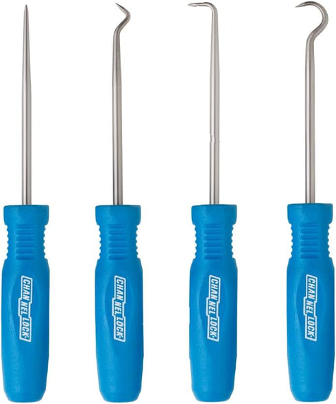 CHANNELLOCK HP-4ECP 4pc Hook & Pick Set, Made in USA, Includes 180-degree Full Hook, Straight Pick, 90-degree Pick and Complex Probe, Remove Small...