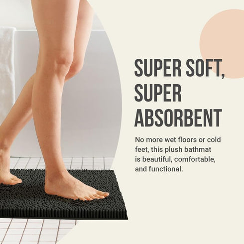 ITSOFT Plush Bathroom Rug 22x14, Absorbent Machine Washable Non Slip Chenille Bath Mats, Quick Dry Bathmat, Bath Rugs for Bath, Shower, Bedroom, o...