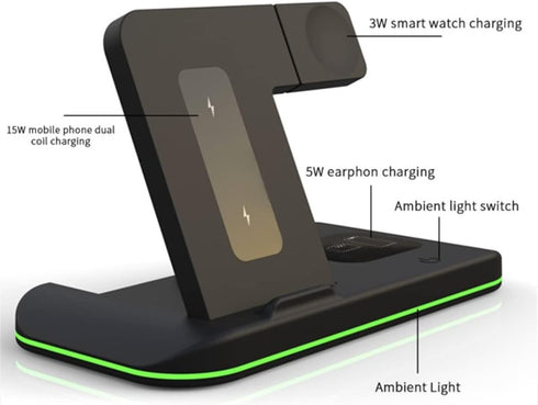 Wireless Charger 4 in 1 Wireless Charging Station Foldable Charging Stand for iPhone 14/13/12/11/Pro/Max/Apple Watch/Airpods Pro(Black)......