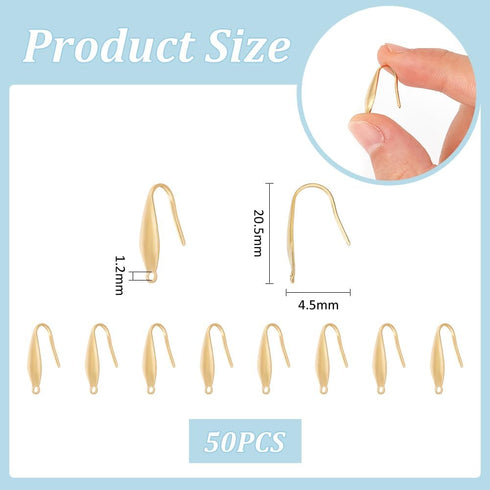 UNICRAFTALE about 50pcs Real 18K Gold Plated Earring Hooks Stainless Steel Earring Hooks with Loop Metal Ear Wires Wide French Earring Hooks for D...