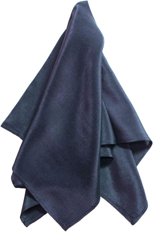 Fine Navy Blue 100% Silk Pocket Square Full-Sized 16"x16"...