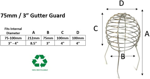3 Inch Gutter Strainer - Stainless Steel - 2 Pack...