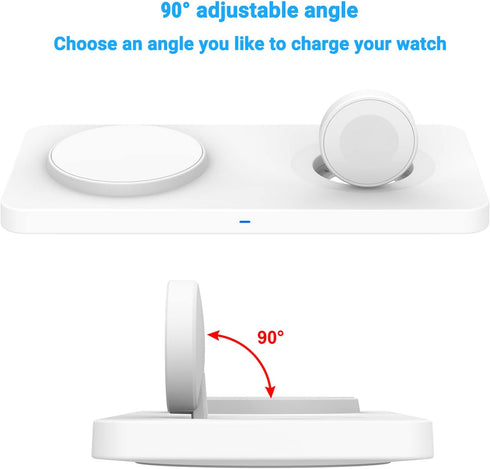 M13 2 in 1 Magnetic Wireless Charging Station,Qi Certified Charging Pad, Ultra Thin with QC3.0 Adapter for Dual Devices iPhone 14 13 Pro Max/Apple...