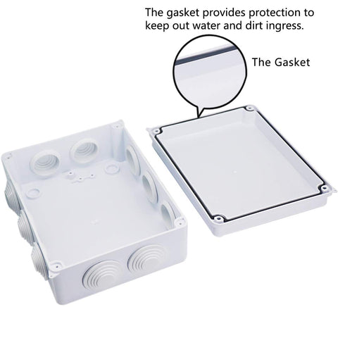 Zulkit Junction Box ABS Plastic Dustproof Waterproof IP65 Universal Electrical Boxes Project Enclosure White 7.9 x 6.1 x 3.1 inch (200 x155 x 80mm...