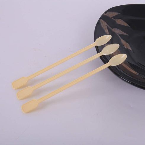 Coffee Spoon 500 PCS Disposable Tiny Coffee Tea Spoon Beige Plastic Stir Cocktail Sticks Mini Tea Stirrer...