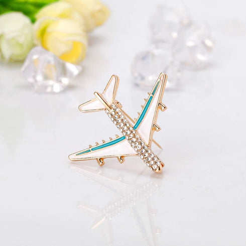 YAZILIND Rhinestone Aircraft Airplane Brooch Pins Women Breastpin Corsage Girls Jewelry Gift...