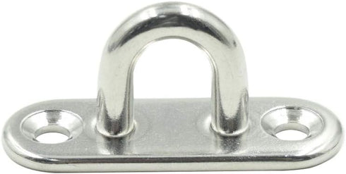 10Pcs M5 Eye Plate, Marine Oval Buckle Fixed Plate Seat Rope Pull Ring Oval Door Buckle 304 Stainless Steel 1.8 Inch Length...