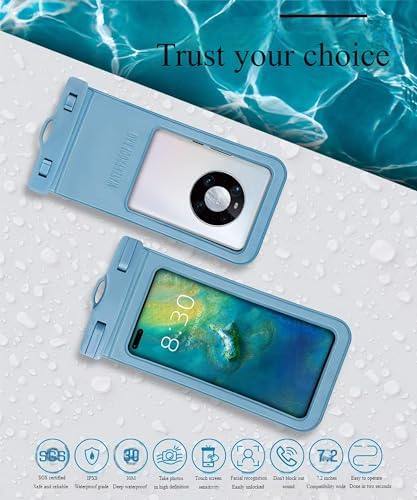 XueStar Waterproof Phone Pouch, 2 Pack, Touch Unlock, Rainproof & Waterproof case for Apple iPhone,Samsung,Motorola,OnePlus, up to 7.2 Inches ?Bla...