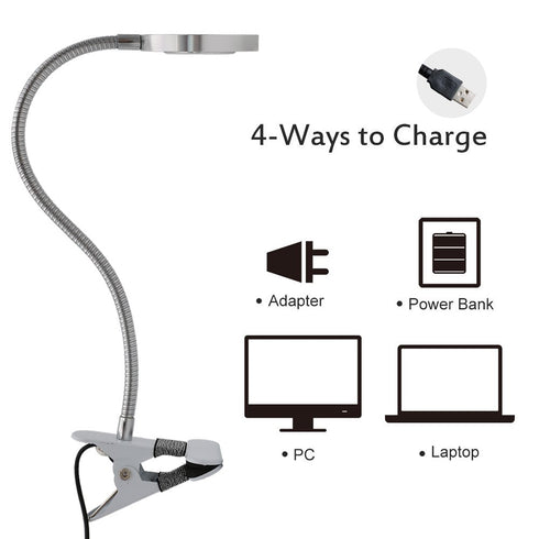 Clip on Lamp Pinkiou Desk Lamp with Clamp for Night Reading Nail Art Makeup Salon LED USB Book Light Clip Clamp Lamp 360°Flexible Gooseneck Bed La...