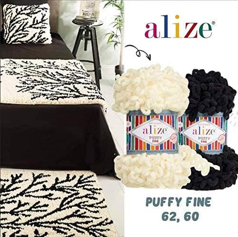 Alize Puffy Fine Baby Blanket Small Loop 100% Micropolyester Soft Yarn Lot of 4skn 400gr 64yds (268 - Dove)......