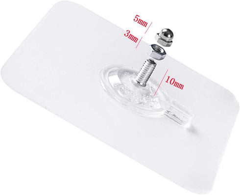 LAJAR 10Pcs Adhesive Wall Mount Screw Hooks, No-Trace Sticker Screw Hanging Nails for Bathroom Kitchen Shower Room (10mm)...
