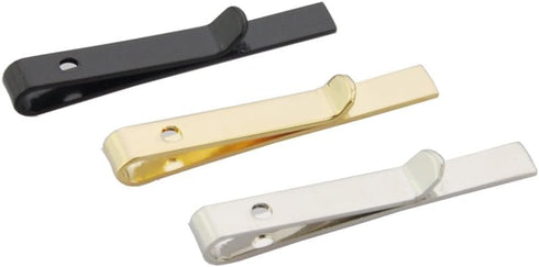 3Pcs 1.69 inch Men's Tie Clip Tie Bar,Each of Silver+Gold+Black, with Gift Bag...