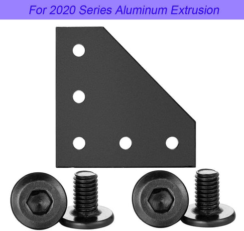 6Sets 2020 Corner Bracket Connectors 5 Hole L Shape Joint Plates for 2020 Series 6mm Slot Aluminum Extrusion Profile Accessories(L Black)...
