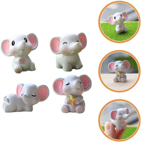 HOMSFOU 4pcs Small Elephant Trinkets Little Elephant Decor Elephant Ornament Garden Statues Outdoor Bookshelf Decor Dollhouse Elephant Toys Animal...
