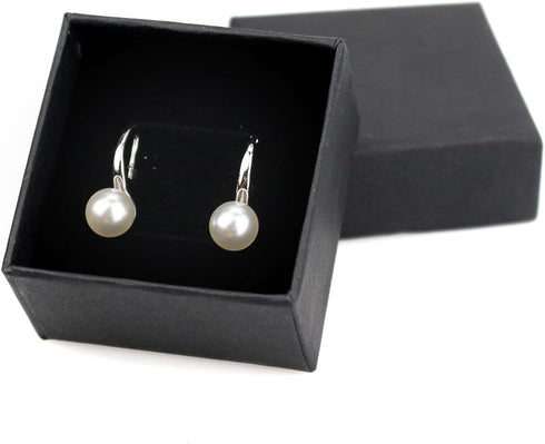 FIFATA Fashion Silver Pearl Earrings for Women 8-8.5mm Classical Drop Dangle Earrings Jewelry...