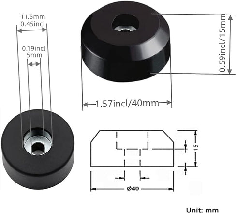 Sam&Johnny 4Pcs Speaker Isolation pad Rubber feet for Electronics Audio Turntable Speaker CD Guitar AV receivers Headphones Amp etc...