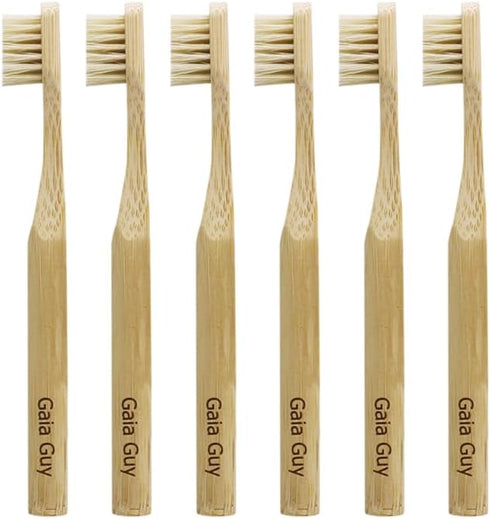 Gaia Guy Natural Bristle Bamboo Toothbrush for Kids (NO Nylon - Boar Hair ONLY) - Totally Compostable & Biodegradable Boar Bristle and Bamboo Toot...