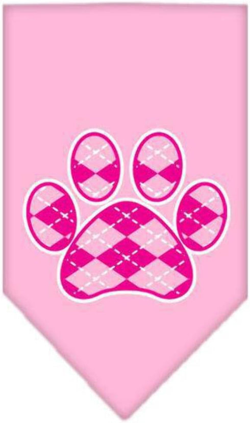 Mirage Pet Products Argyle Paw Pink Screen Print Bandana for Pets, Small, Orange...