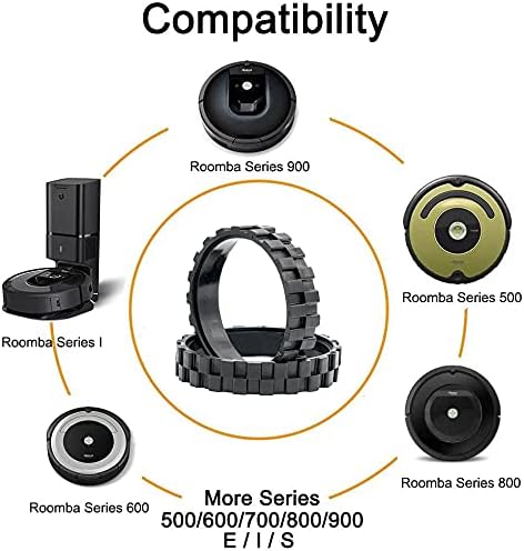 Tires for iRobot roomba Wheels Series 500, 600, 700, 800, 900 e5 e6 i7 Anti-slip, Great Adhesion and Easy Assembly. Replacement for all Roomba mod...