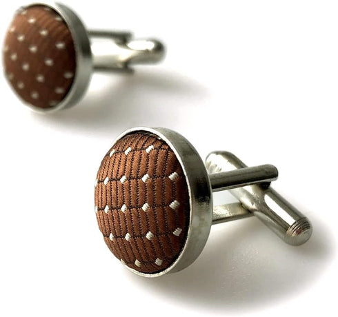 S&W SHLAX&WING Ties for Men Brown Copper Matching Cufflink...