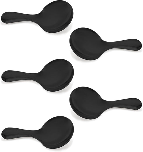 5 Pack of Stainless Steel Mini Spoons - Ice Cream Spoon Short Handle, Perfect for Condiments, Desserts, Tea, Coffee - Black Spoons...