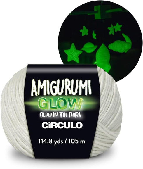 CIRCULO Glow in Dark Fingering Yarn, 100% Polyester, 114.8 yds /105 m, 1.76 oz / 50 g, Ball (Pack of 1), Green......