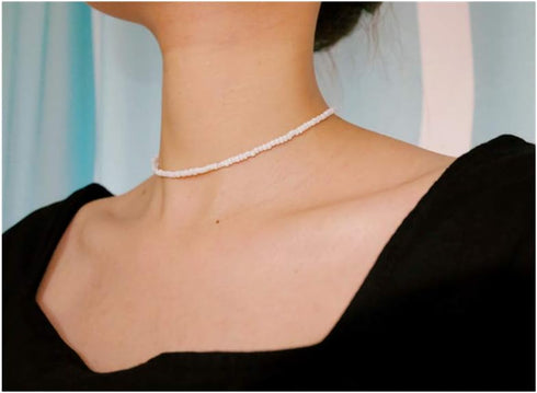 Ziper Women Bohemian White Beaded Choker Glass Necklaces Jewelry Gifts for Mom Girlfriend...