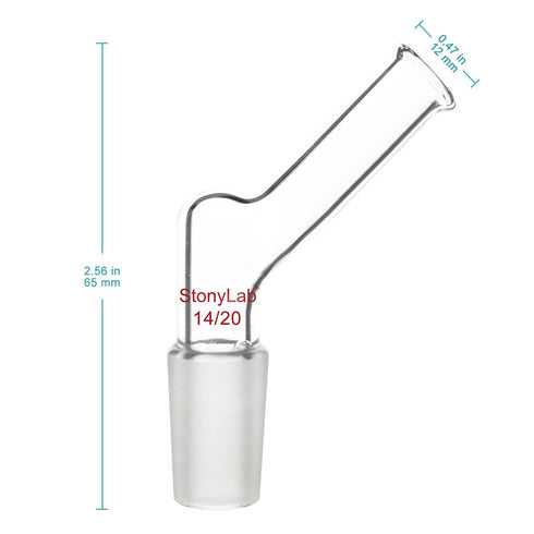 stonylab Angled Glass Adapter, Borosilicate Glass Pour Out Adapter with 14/20 Standard Inner Joint Liquid Pouring Adapter for Laboratory Lab Suppl...