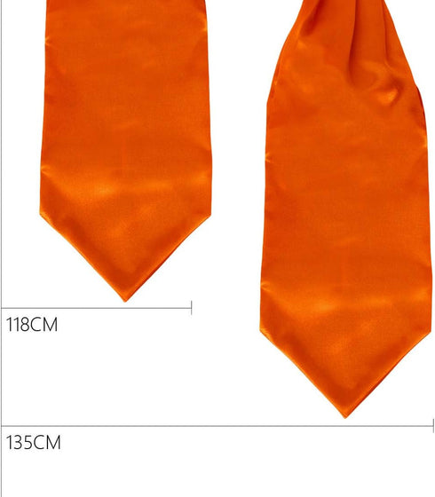 Dan Smith Feel Silk Long-Self Day Ascot For Party 53" Big-Tall Solid Orange Long-Self Cravat Tie Pocket-Square Set Christening Toddler Girls C.C.A...