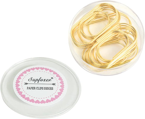 Gold Paper Clips, 20pcs 50mm 1.97" Jumbo Fat Wide Paper Clips Non-Skid Smooth Finish Steel Wire Medium Office Supply Accessories...
